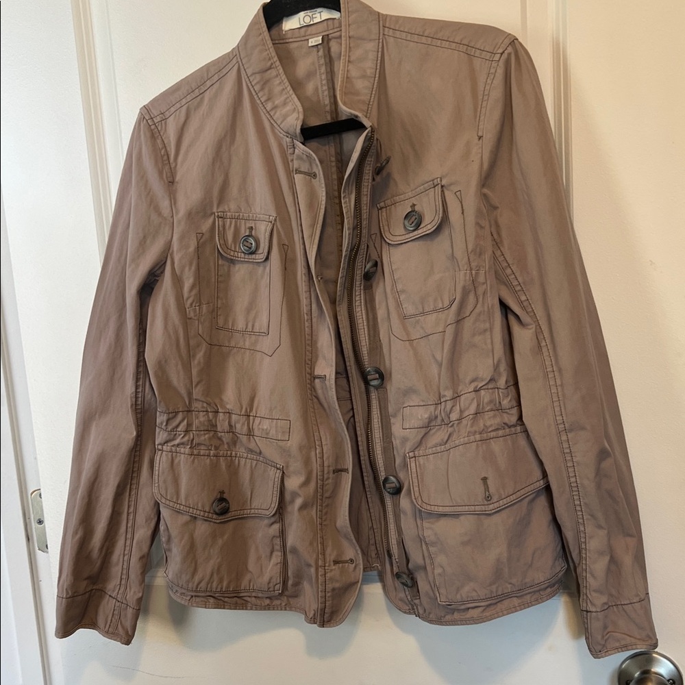 Loft  Taupe Button-Up Jacket Size M